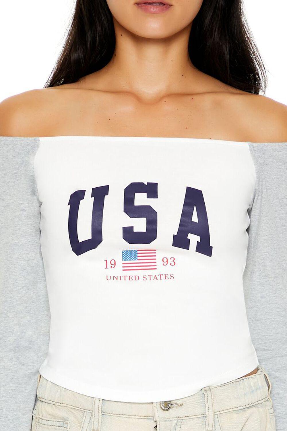 Off-the-Shoulder USA Crop Top | Forever 21 Product Image