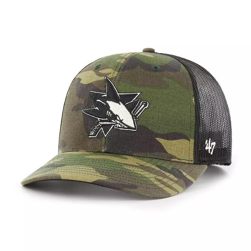 Mens 47 Camo/Black San Jose Sharks Trucker Snapback Hat Product Image