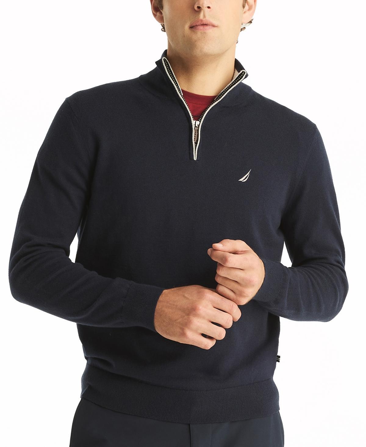 Nautica Mens Navtech Classic-Fit Solid Quarter-Zip Sweater Product Image