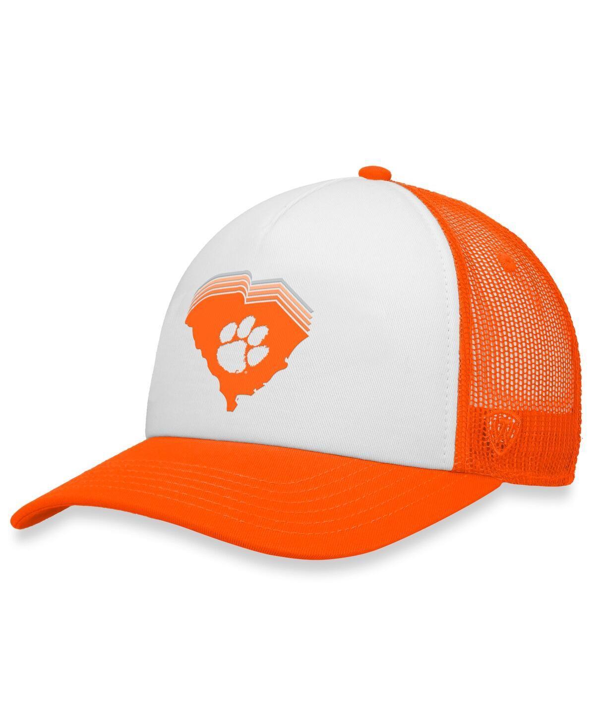 Mens Top of the World White Clemson Tigers Tone Down Trucker Snapback Hat - White Product Image