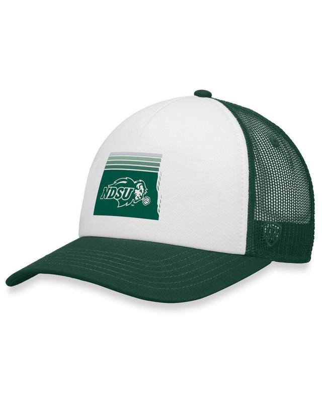 Mens Top of the World White, Green Ndsu Bison Tone Down Trucker Snapback Hat Product Image