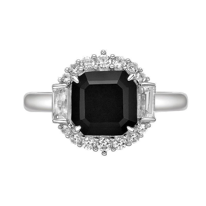 Gemminded Sterling Silver Onyx & Lab-Created White Sapphire Ring, Womens Black Product Image