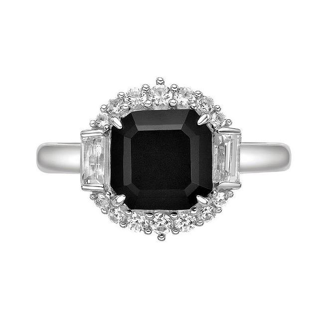 Gemminded Sterling Silver Onyx & Lab-Created White Sapphire Ring, Womens Black Product Image