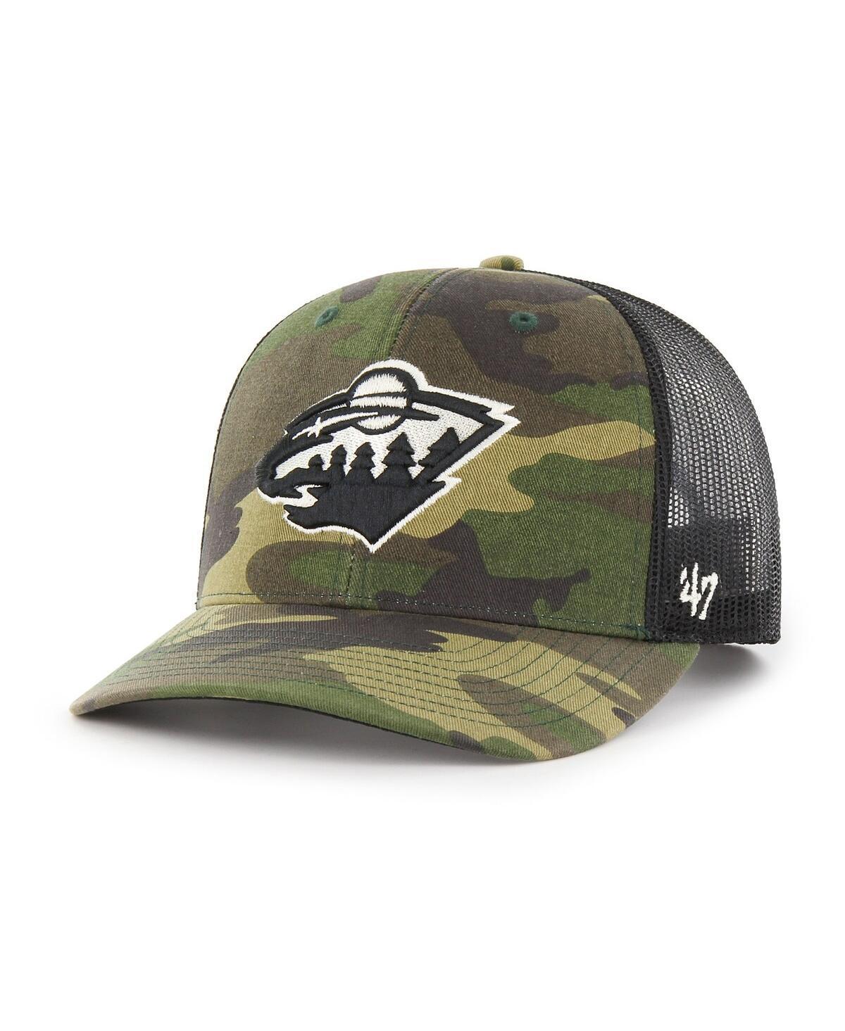 Mens 47 Camo/Black Minnesota Wild Trucker Snapback Hat Product Image