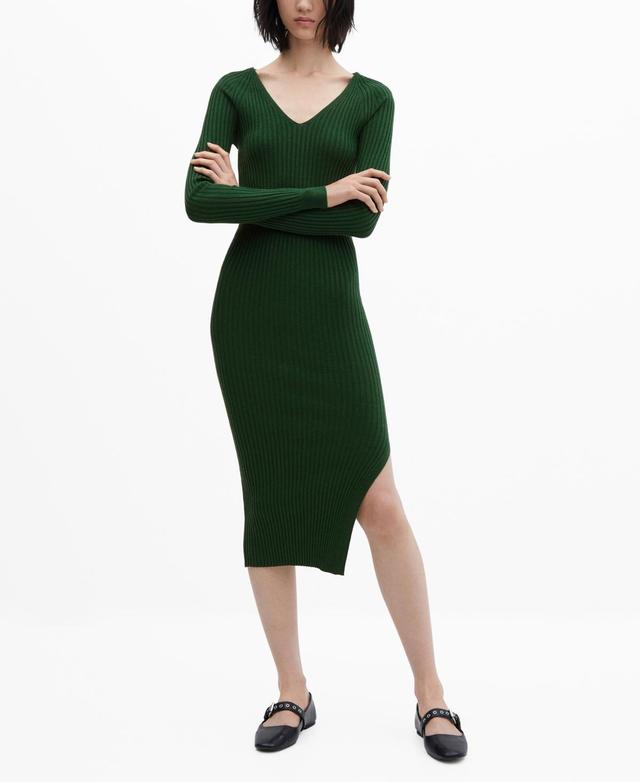 MANGO Long Sleeve Rib Sweater Dress Product Image