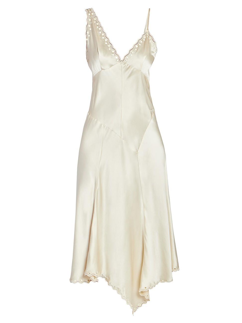 Womens Ayrich Silk Eylet Bias Slip Midi-Dress Product Image