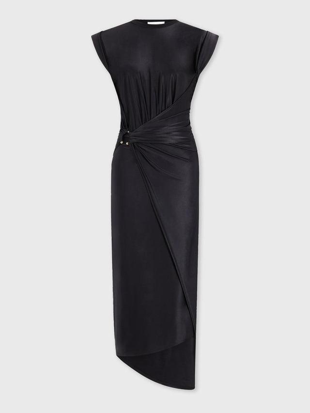 Black draped dress with signature piercing Product Image