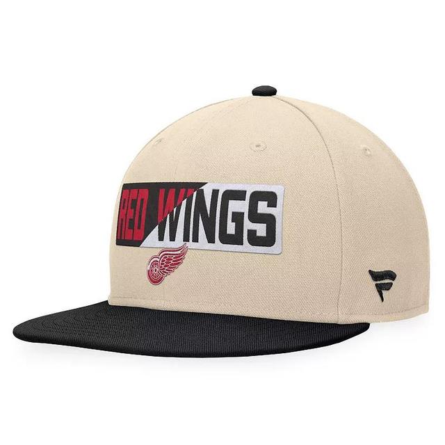 Mens Fanatics Branded Cream/Black Detroit Red Wings Goalaso Snapback Hat Product Image