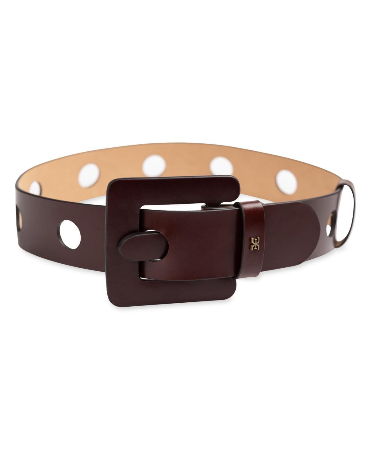 Sam Edelman Womens Perforated Leather Belt with Leather Covered Buckle Product Image