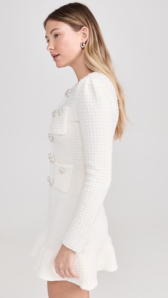 Self Portrait Cream Buttoned Knit Mini Dress | Shopbop Product Image