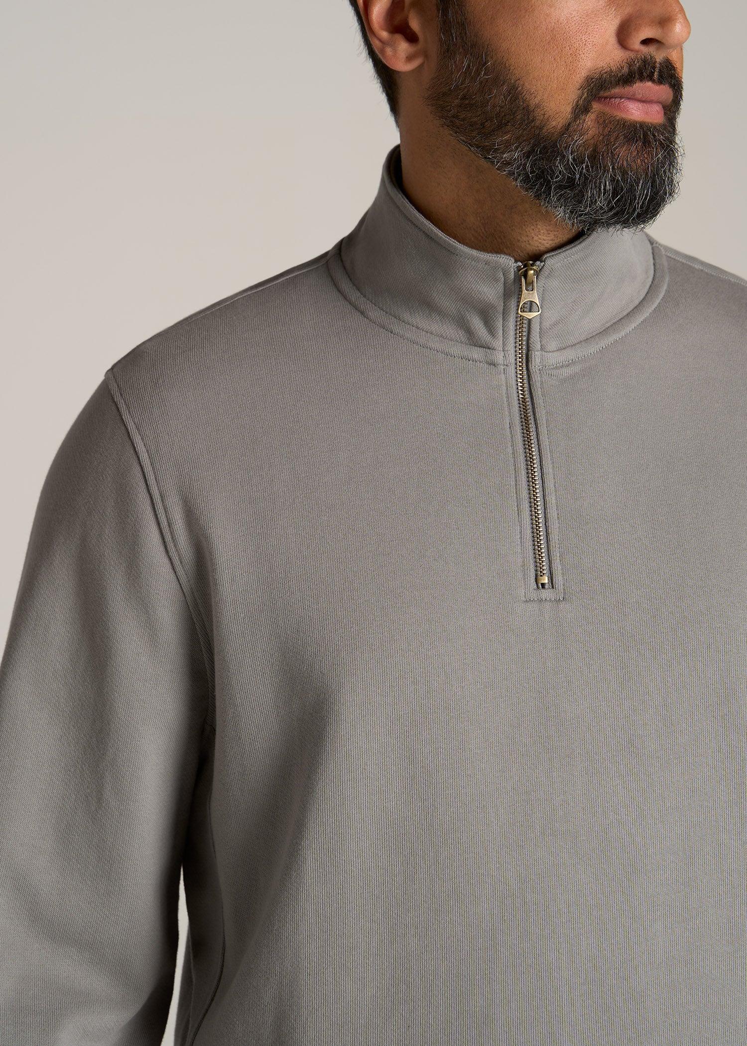 LJ&S Heavyweight Quarter-Zip Men's Tall Pullover in Pewter Male Product Image