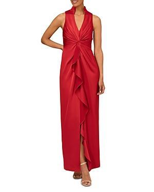 Womens Ruffle Satin Column Gown Product Image