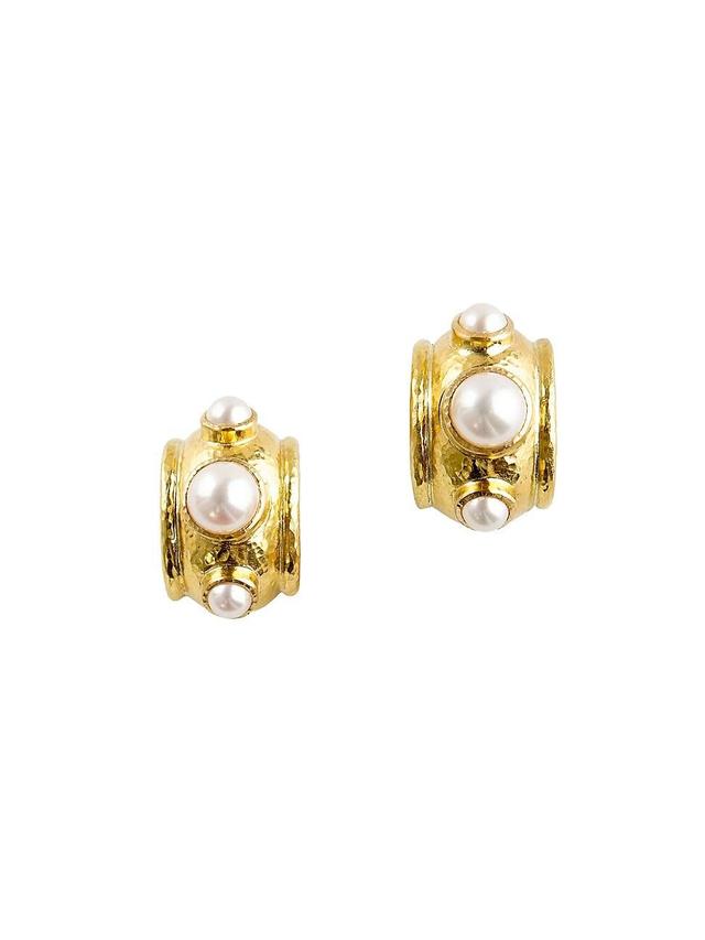 Womens 19K Yellow Gold & 5-8MM Freshwater Pearl Hoop Earrings Product Image