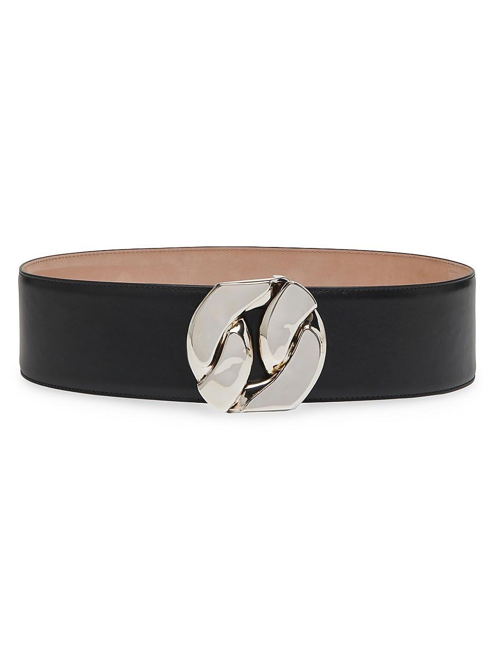 Womens Chain-Link Buckle Leather Belt Product Image