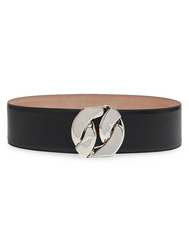 Womens Chain-Link Buckle Leather Belt Product Image