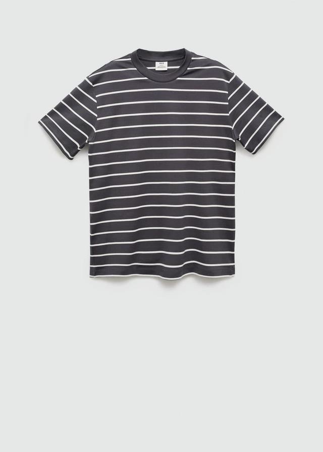 MANGO MAN - Striped cotton T-shirt dark navyMen Product Image