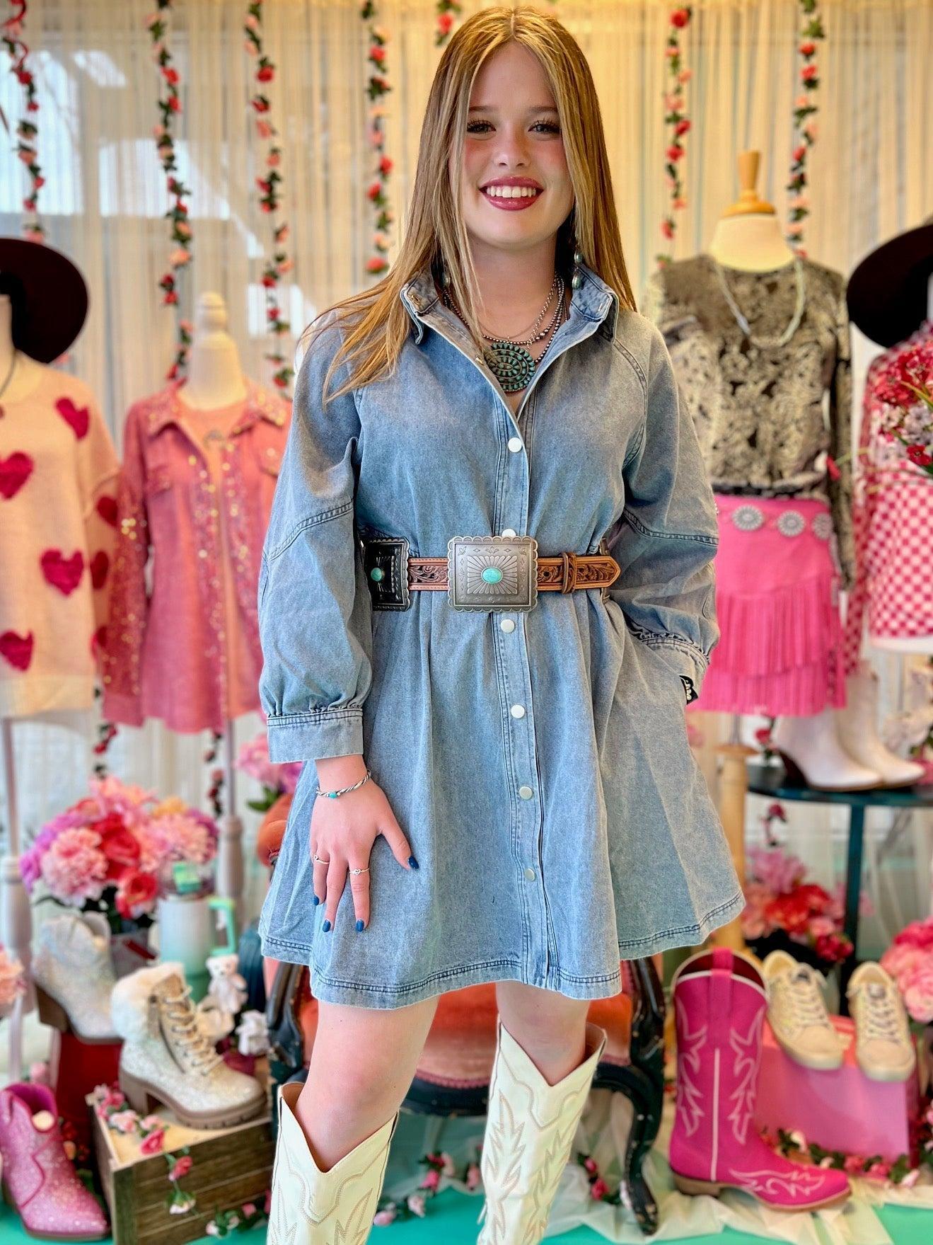 Sweetheart in Denim Dress Product Image