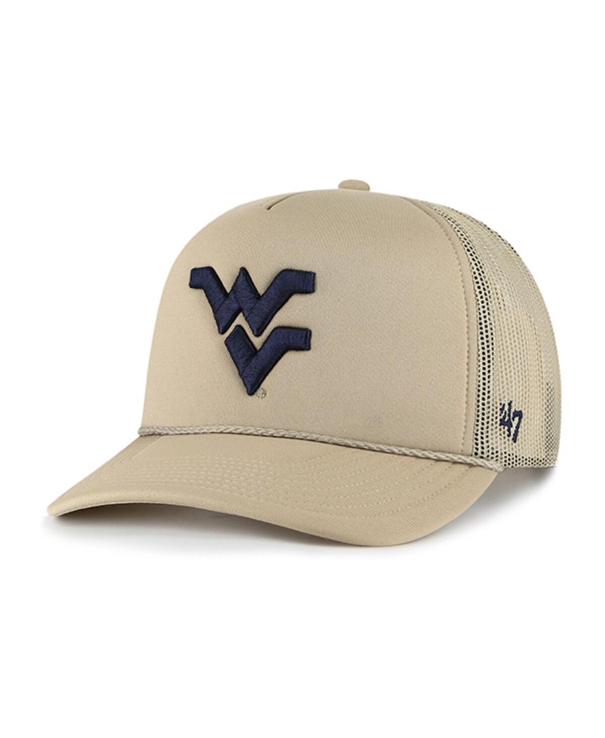 Mens 47 Khaki West Virginia Mountaineers Foam Front Mesh Trucker Snapback Hat Product Image