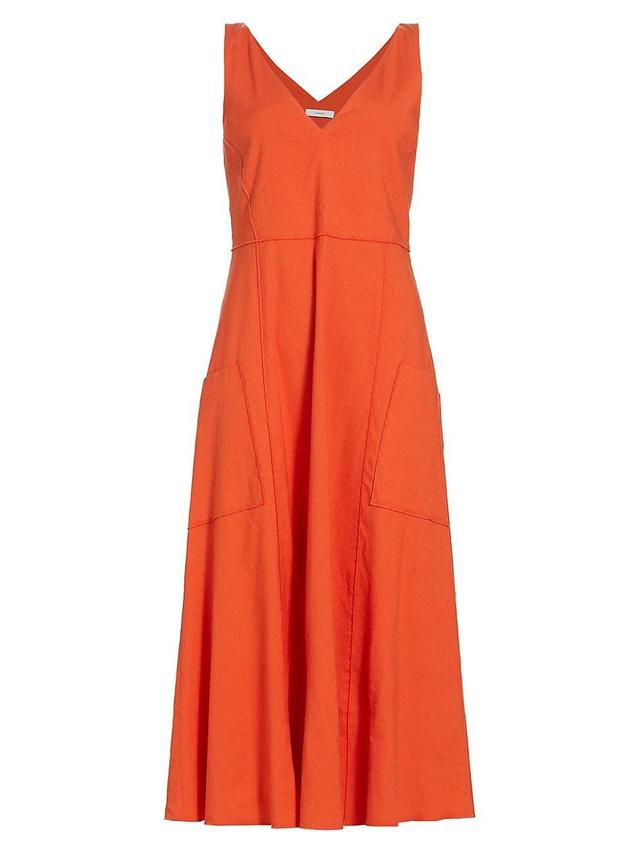 Womens Sleeveless Linen-Blend Midi-Dress Product Image