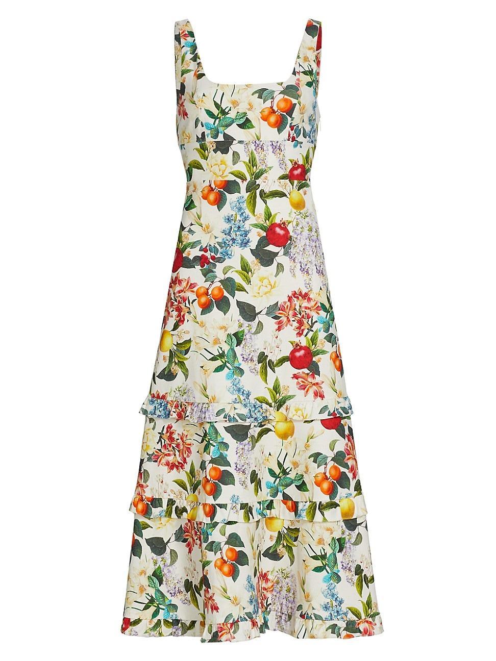 Womens Caterina Printed Tiered Midi-Dress Product Image