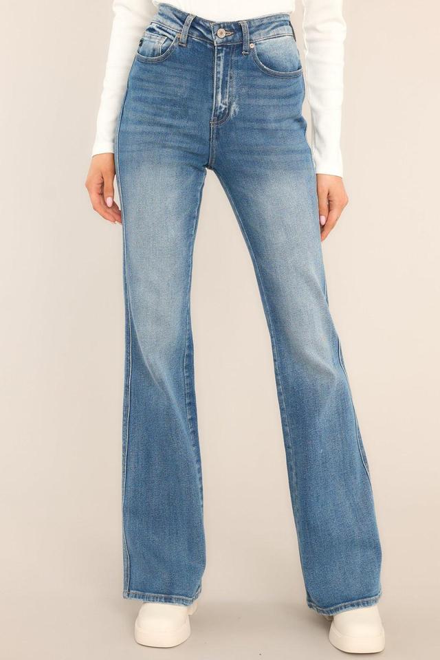 Everything Counts Medium Wash High Waist Flare Leg Jeans Product Image