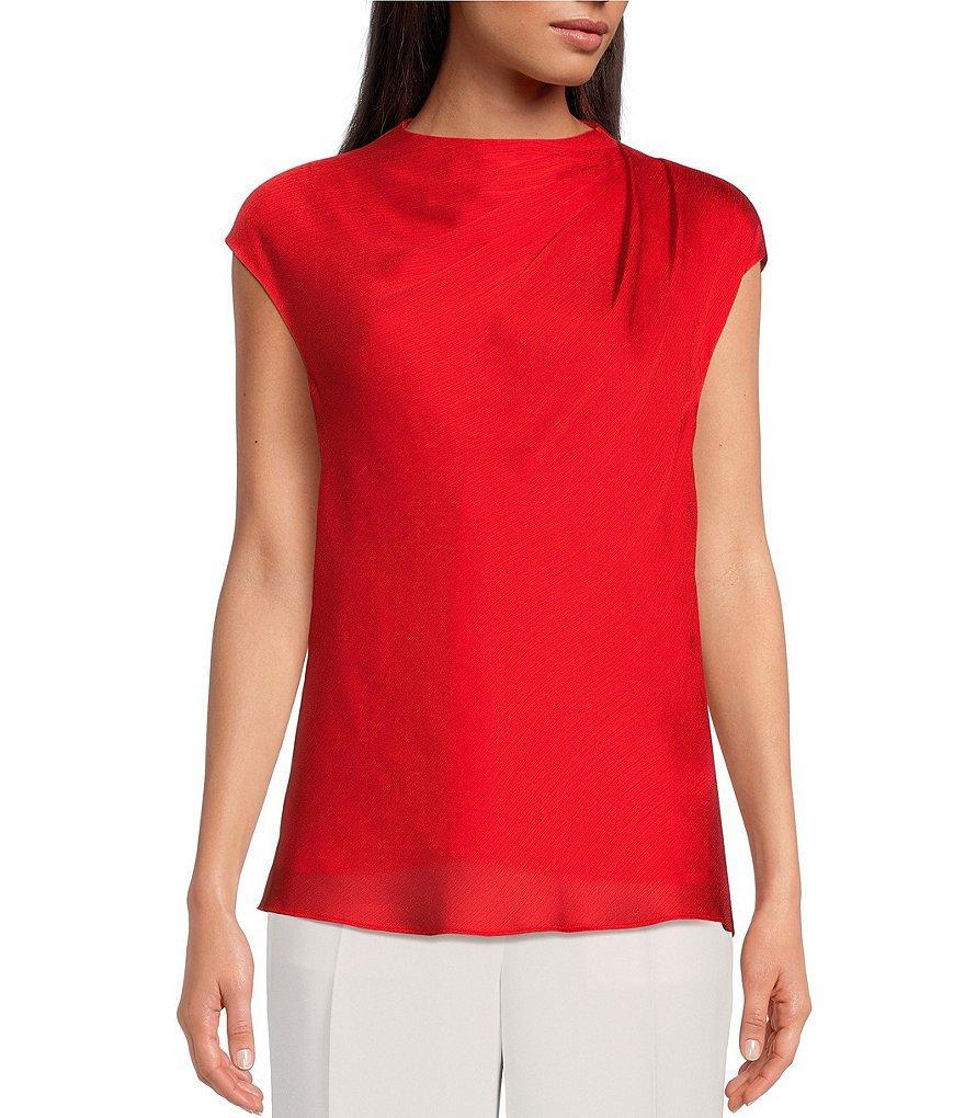 Ted Baker London Misrina Crinkle Satin Cowl Draped Neck Cap Sleeve Blouse Product Image