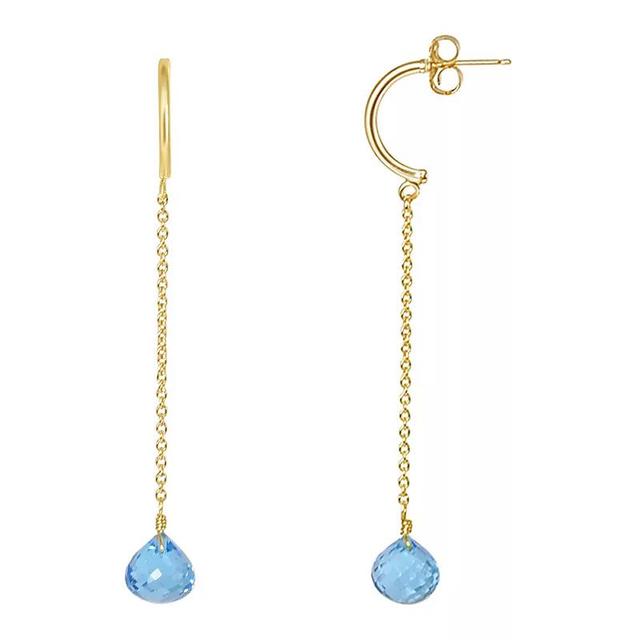 Jewelmak 14k Gold Swiss Blue Topaz Chain Drop Earrings, Womens Product Image