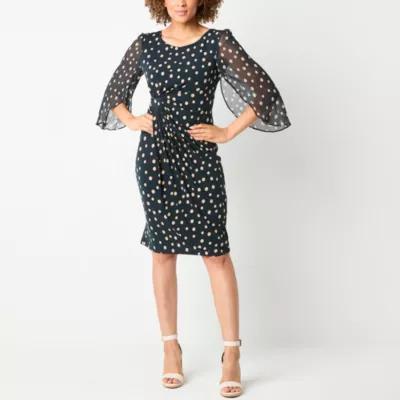 Connected Apparel Womens 3/4 Split Sleeve Sheath Dress product image