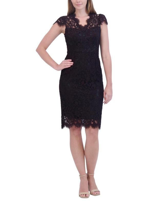 Eliza J Womens Lace Cap-Sleeve Sheath Dress Product Image