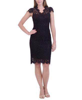 Eliza J Womens Lace Cap-Sleeve Sheath Dress Product Image