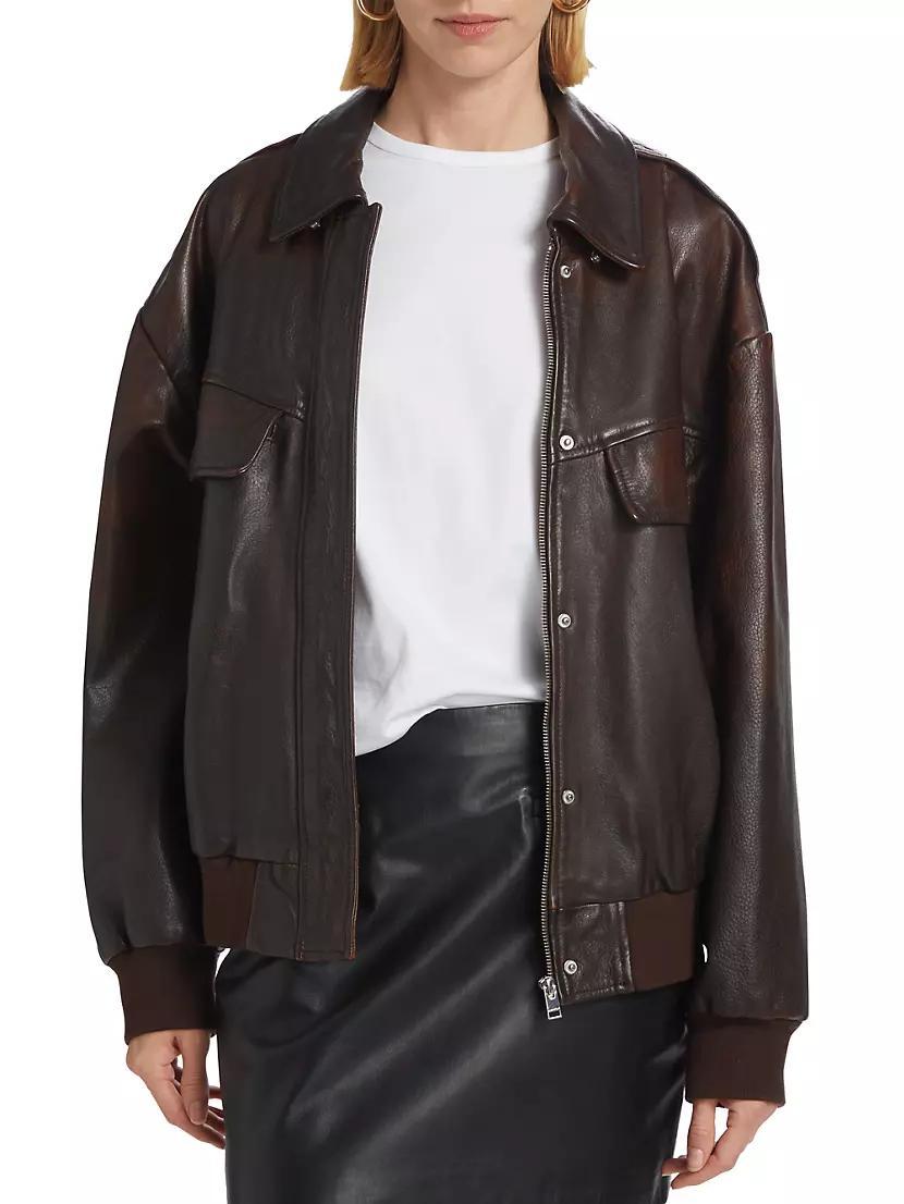 Trevanna Leather Bomber Jacket Product Image