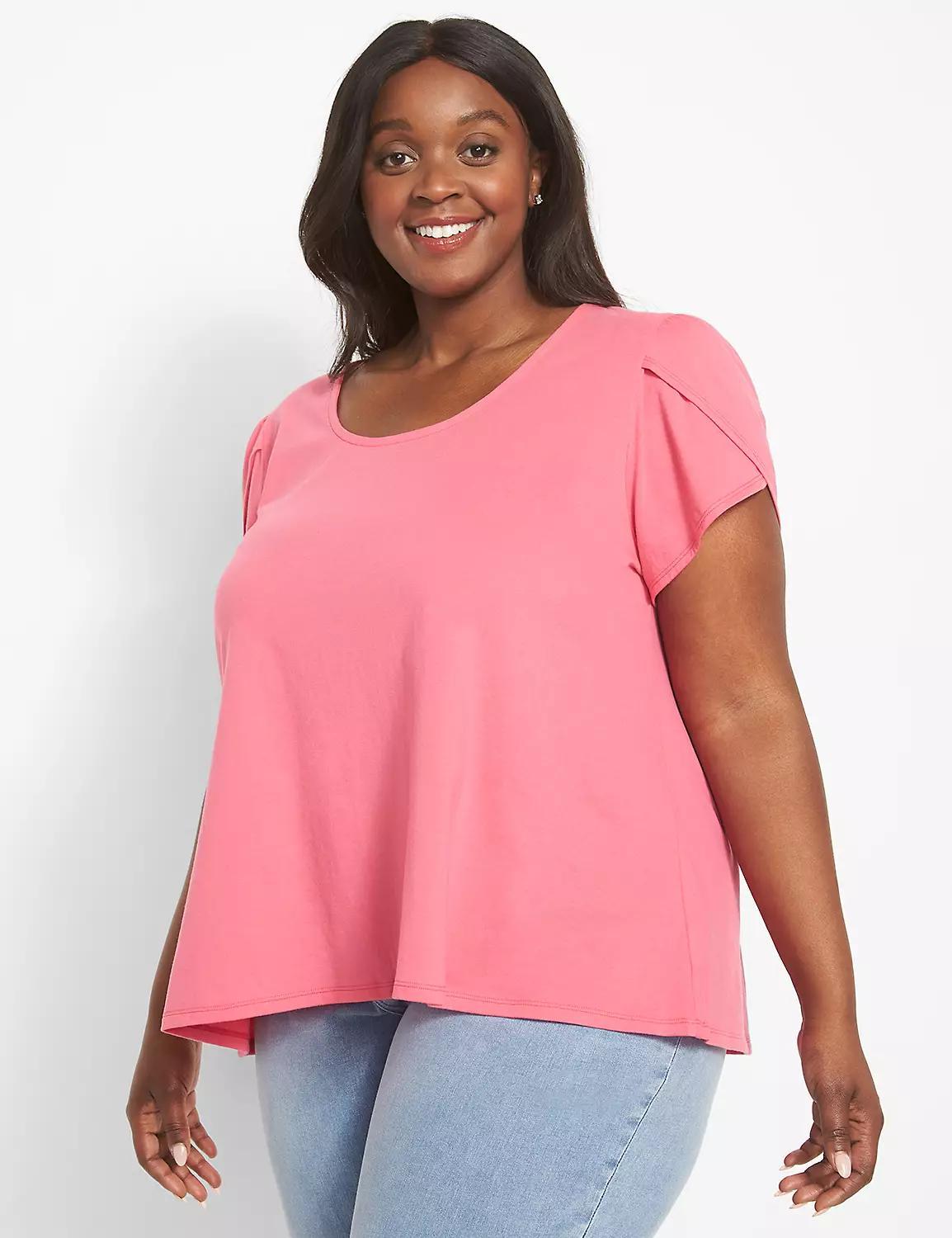 Swing Tulip-Sleeve Scoop-Neck Top Product Image