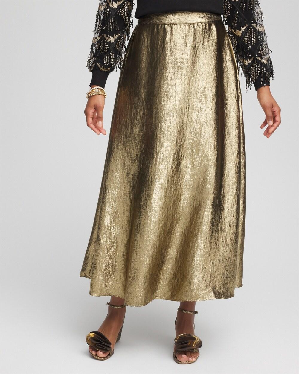 Women's Metallic Satin Maxi Skirt Product Image