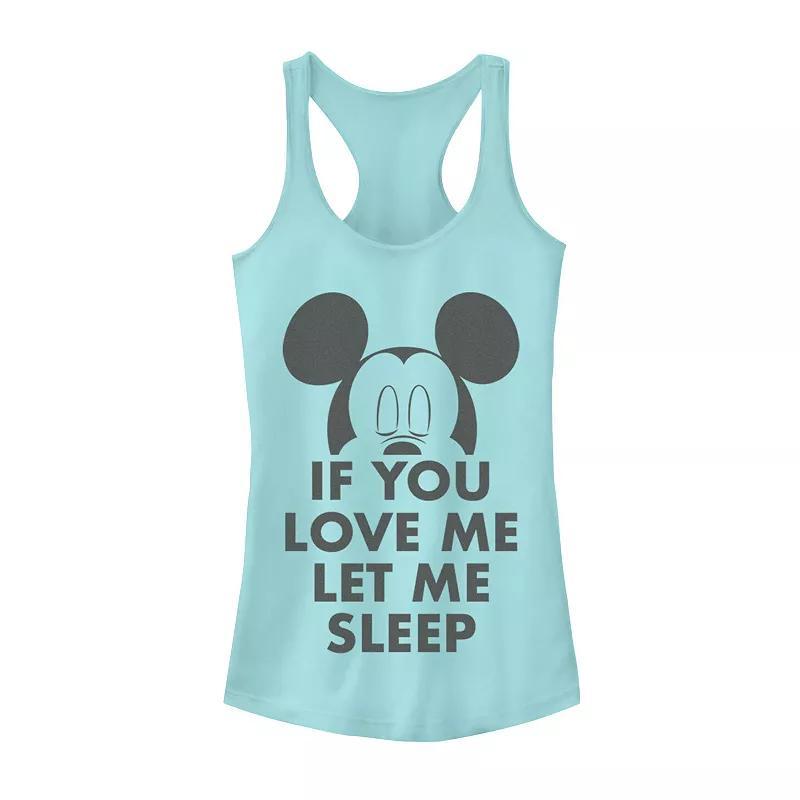 Disneys Mickey & Friends Juniors Mickey If You Love Me Let Me Sleep Tank Top, Womens Product Image