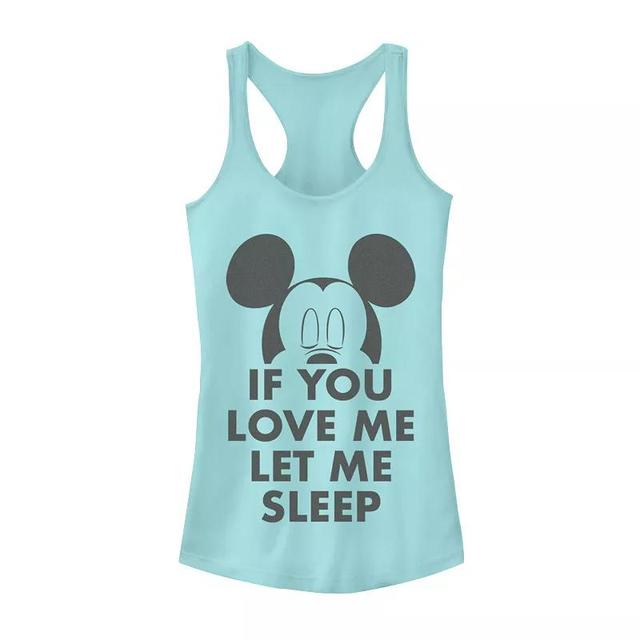 Disneys Mickey & Friends Juniors Mickey If You Love Me Let Me Sleep Tank Top, Womens Product Image