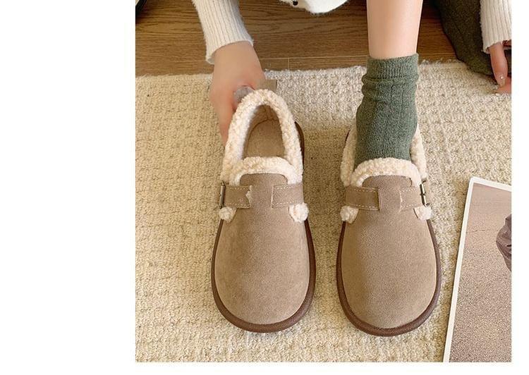 Buckled Fluffy Trim Slip-Ons Product Image