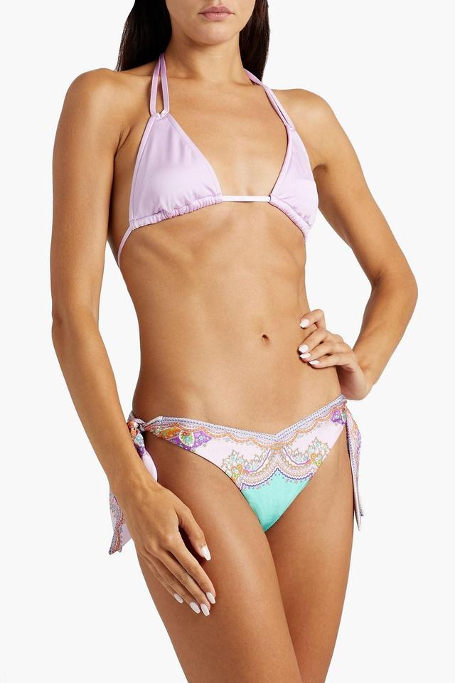 Lola Paisley-print Low-rise Bikini Briefs In Lilac Product Image