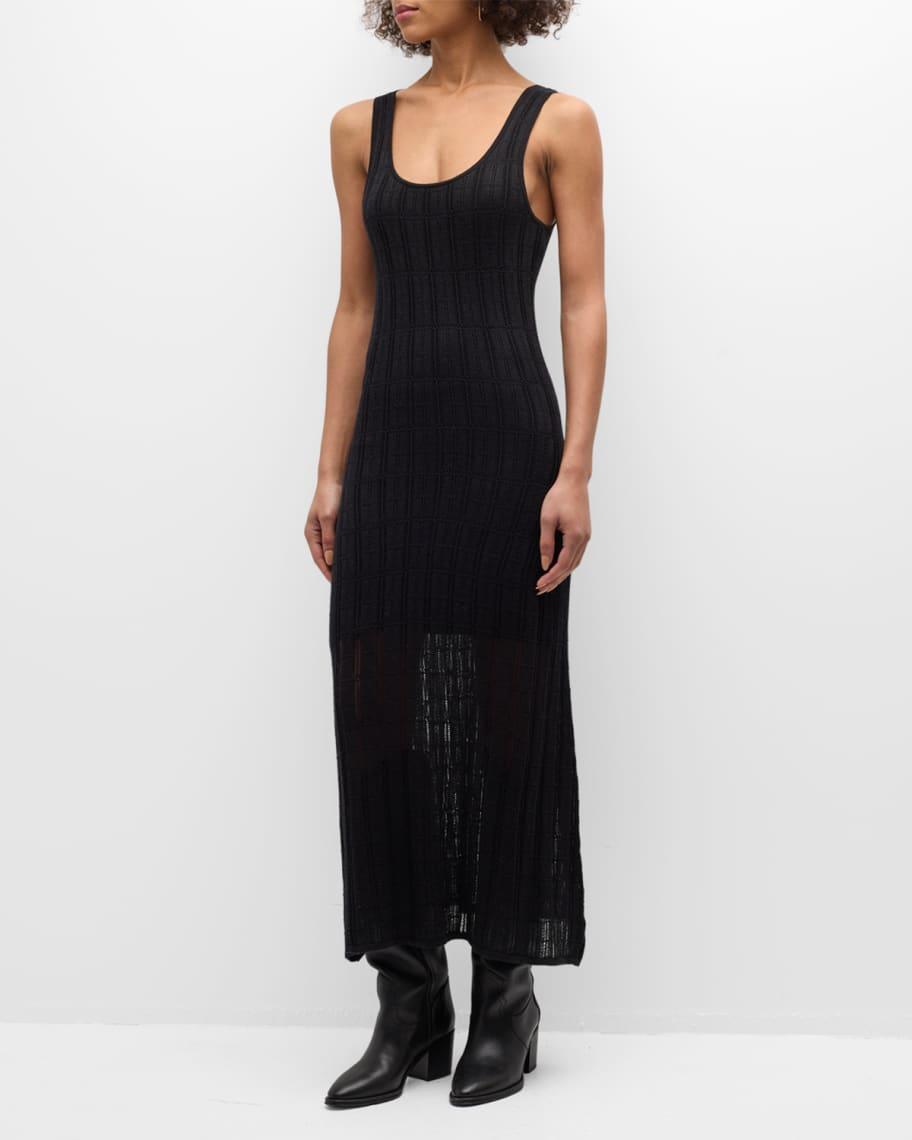 Sleeveless Pointelle-Knit Midi Tank Dress Product Image