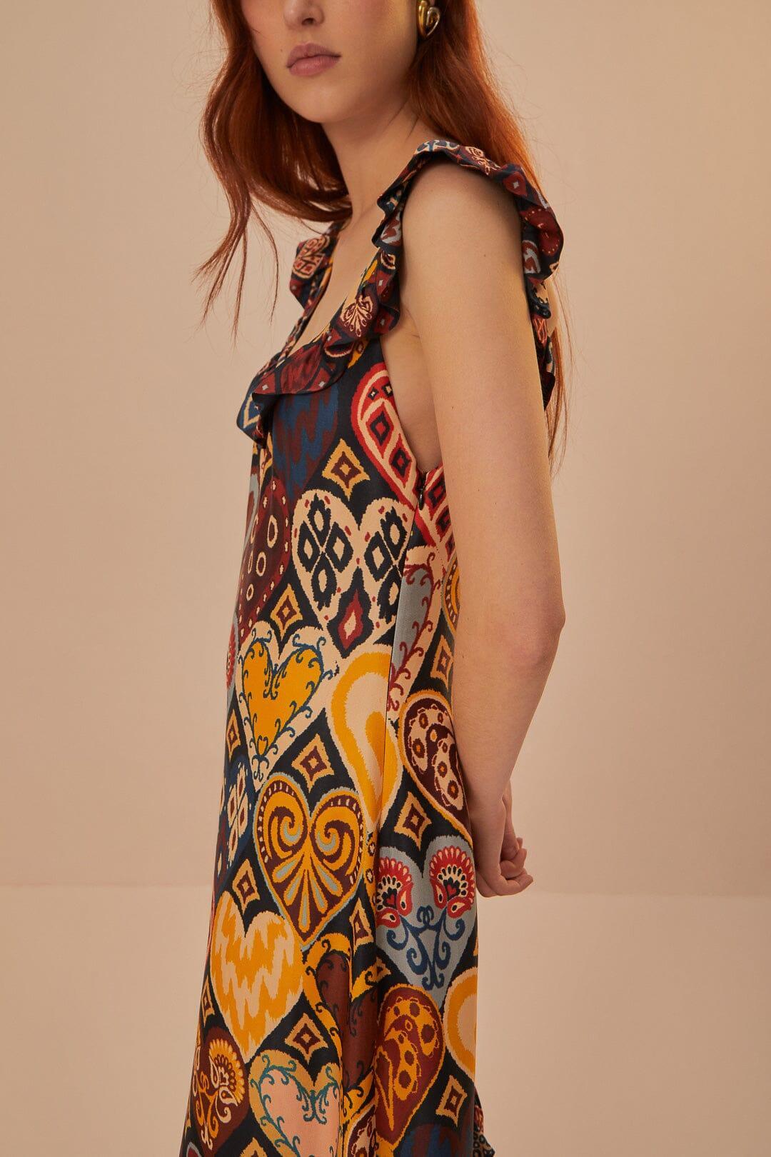 Black Hearts Ikat LENZING™ ECOVERO™ Viscose Maxi Dress Product Image