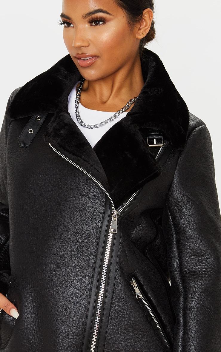 Black Oversized PU Aviator Product Image