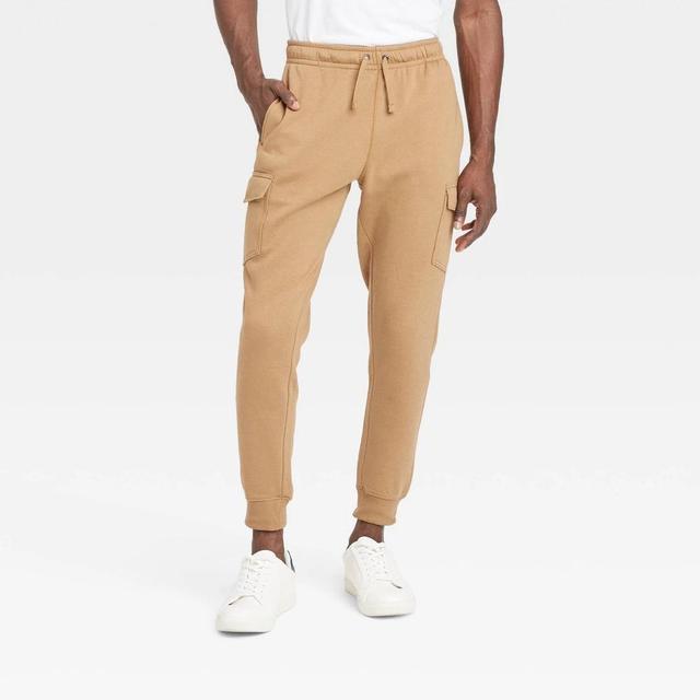 Mens Tapered Fleece Cargo Jogger Pants - Goodfellow & Co Brown XS Product Image