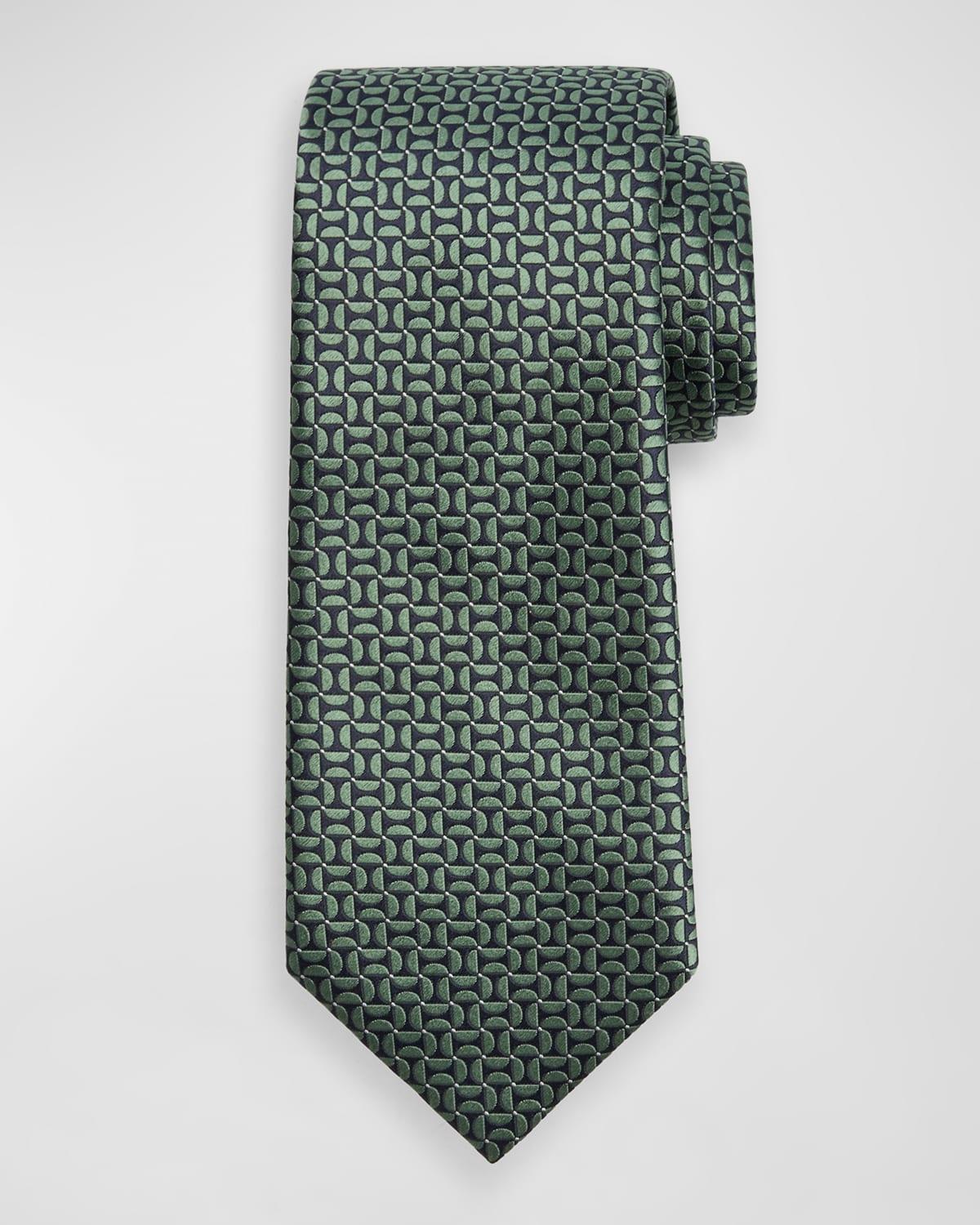 Mens Mulberry Silk Half-Circle Jacquard Tie Product Image