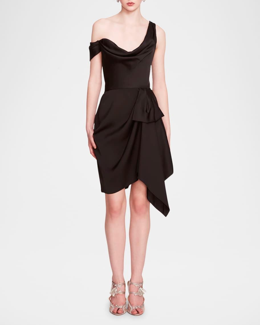 Draped One-Shoulder Satin Dress Product Image