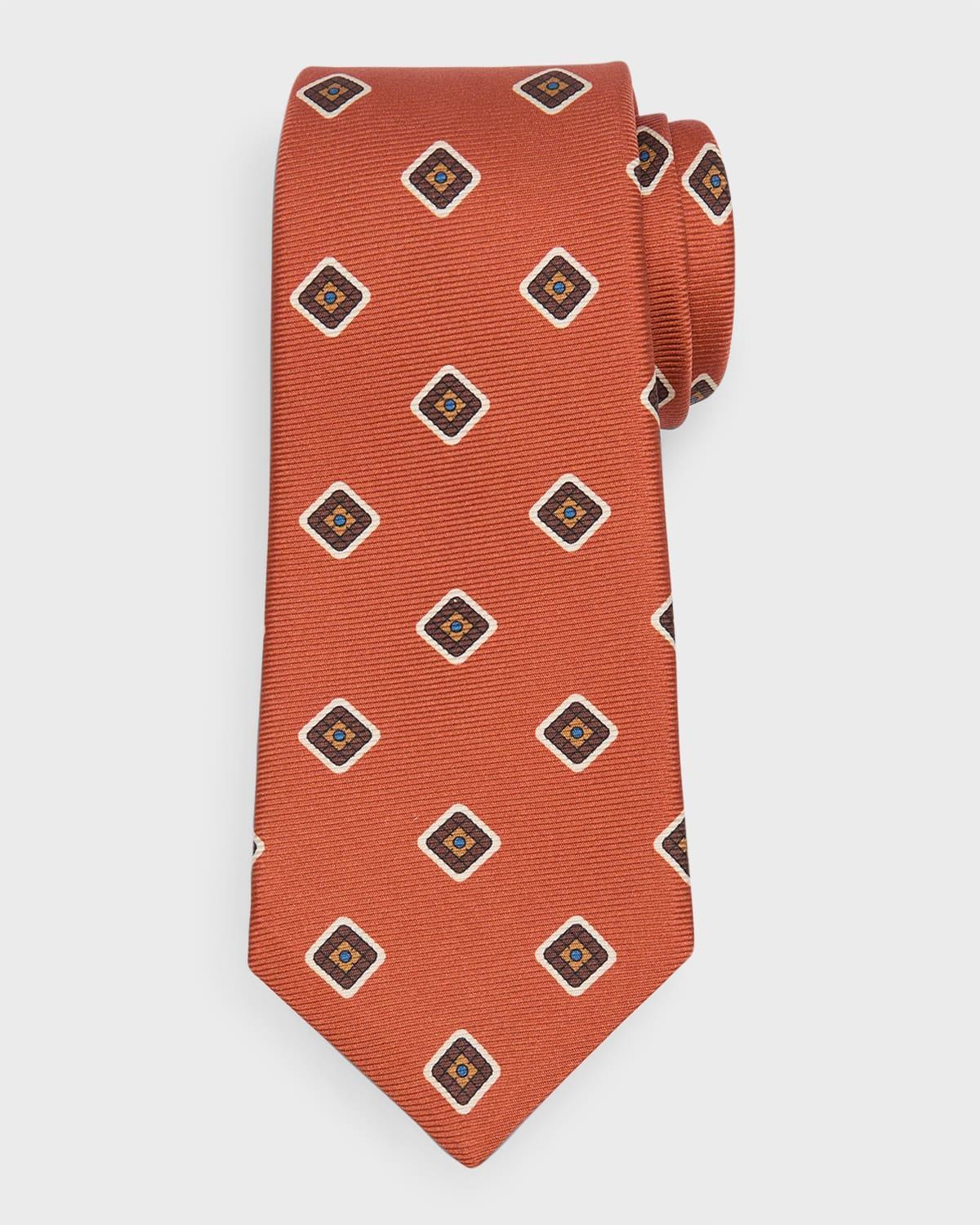 Mens Square-Print Silk Tie Product Image