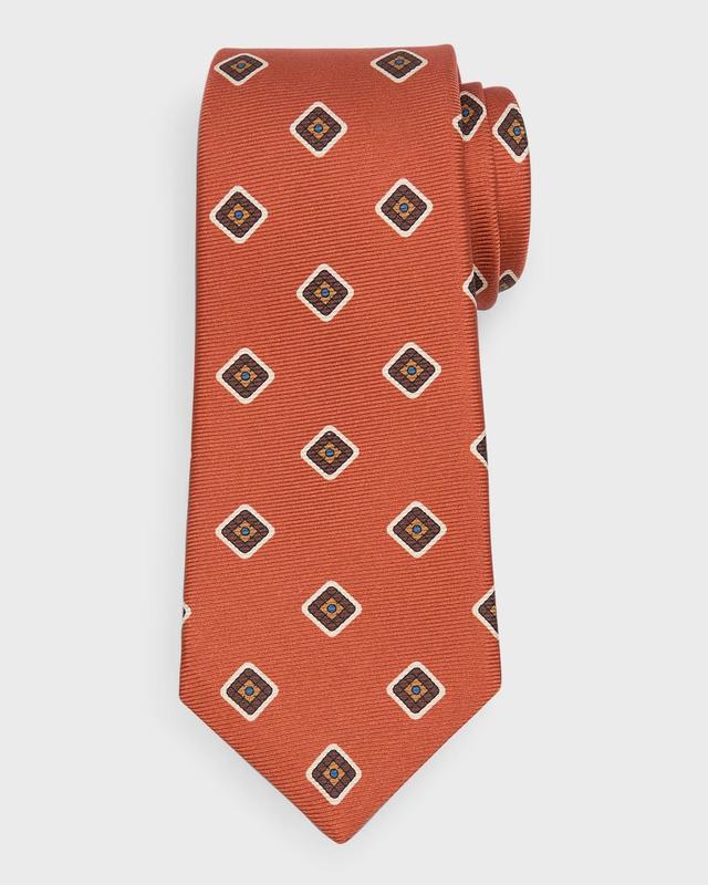 Mens Square-Print Silk Tie Product Image