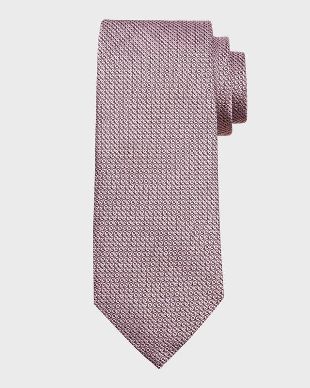 Mens Micro-Geometric Jacquard Silk Tie Product Image