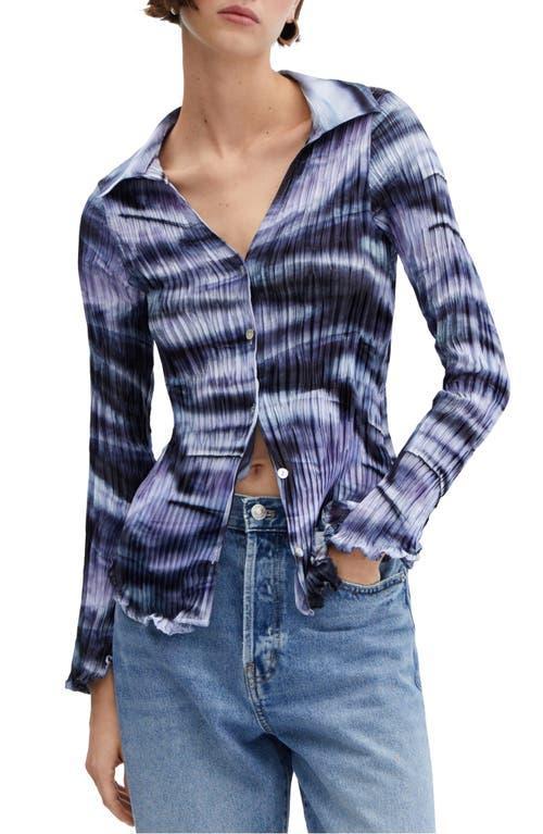 MANGO Tie Dye Pleated Button-Up Shirt Product Image