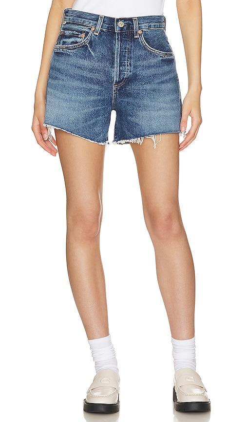 Citizens of Humanity Annabelle Raw Hem High Waist Mid Length Organic Cotton Denim Shorts Product Image