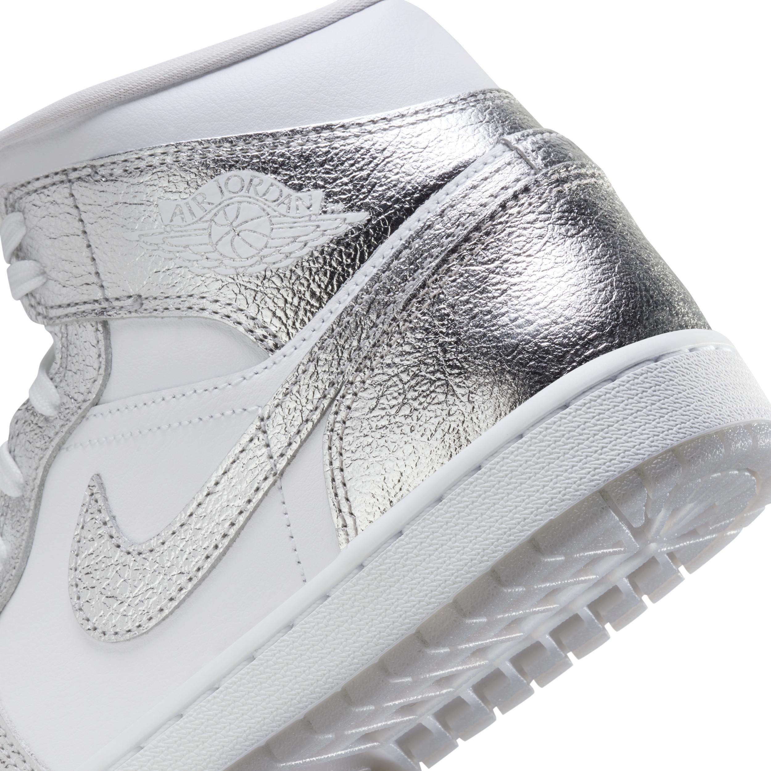 Jordan Womens 1 Mid SE - Shoes White/Silver Product Image