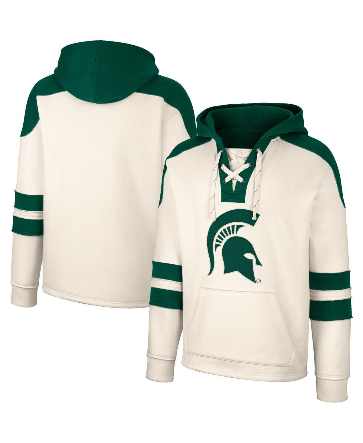 Mens Colosseum Cream Michigan State Spartans Lace-Up 4.0 Vintage-Like Pullover Hoodie Product Image